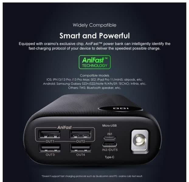 پاور بانک 15W اورایمو با ظرفیت 30000mAh مدل Powerbox 300 lit