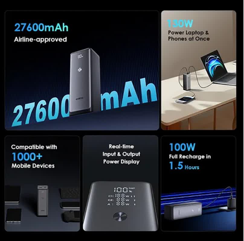 پاوربانک اورایمو مدل Orimo Power Jet 130W OPB_727SQ با ظرفیت 27600 mAh