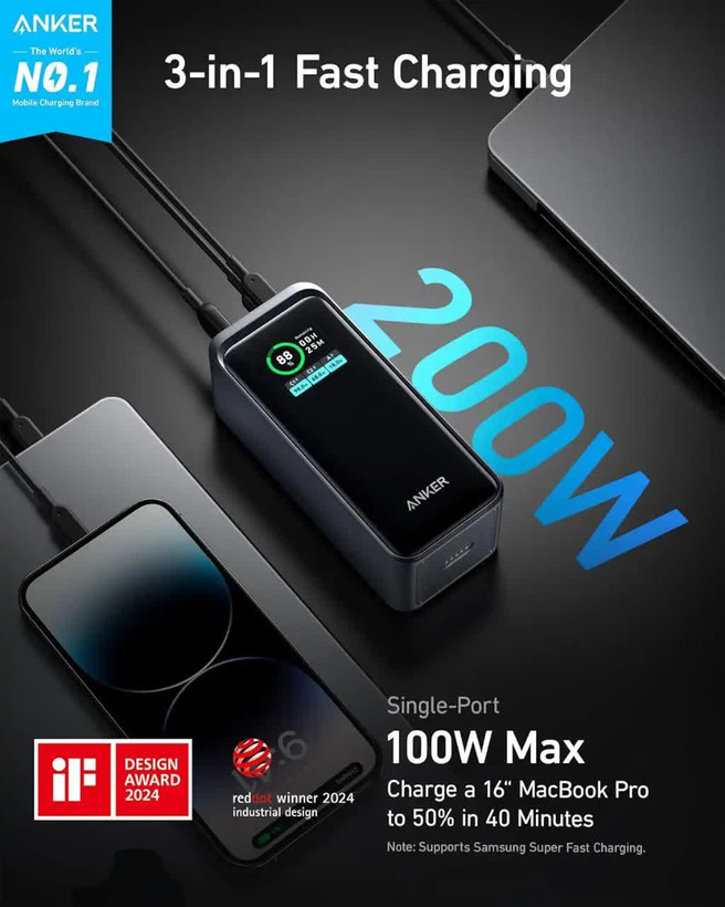 پاوربانک انکر مدل وات 130 میلی امپر Anker Prime Power Bank 12000 _ A1335_12000