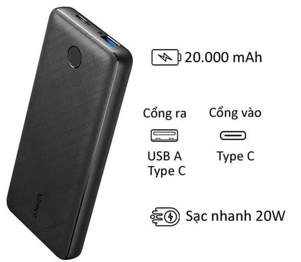 پاوربانک انکر مدل مدل Anker PowerCore Essential 20000 mAh A1287)