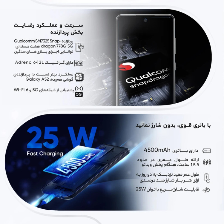 گوشی موبایل سامسونگ مدل Galaxy A52s 5G SM-A528B/DS دو سیمکارت ظرفیت 256 گیگابایت و رم 8 گیگابایت
