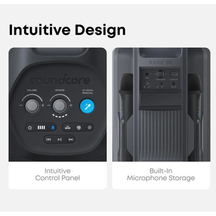 اسپیکر بلوتوثی قدرتمند انکر Soundcore Rave 3S مدل A31A3 توان بالا، نورپردازی LED