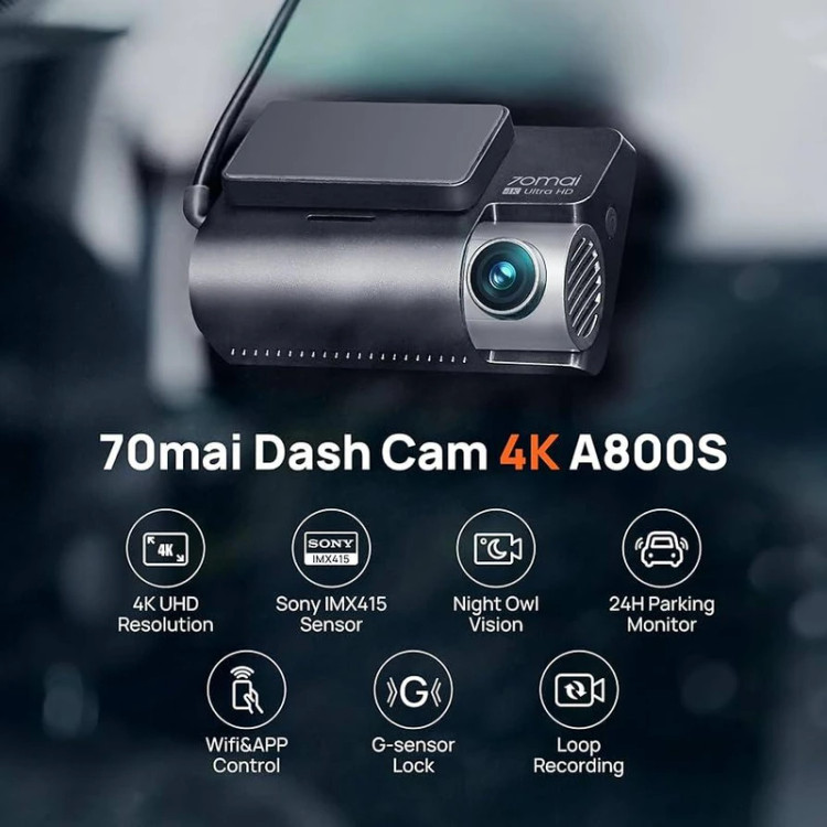 دوربین ثبت وقایع خودرو شیائومی 70mai مدل A800S با کیفیت 4K و GPS داخلی